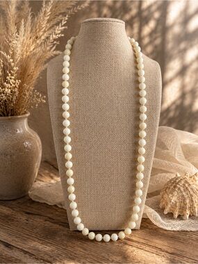 White Coral necklace 34’ 10mm